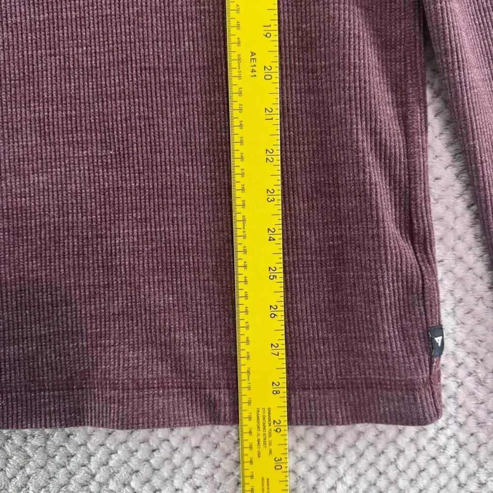 American Giant Thermal Henley Sweater Mens S Burgundy Rib Knit Top Crew Neck USA